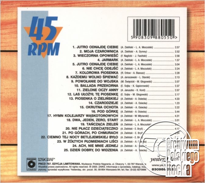 Projekt: M. Karewicz, R. Olbiński, E. Guyski, B. Butenko Skaldowie - 45 RPM: Kolekcja czwórek