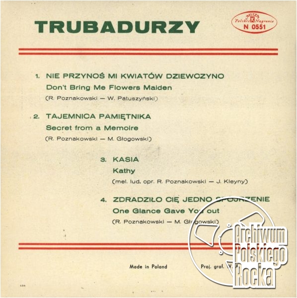 Trubadurzy - Nie przynoś mi kwiatów dziewczyno